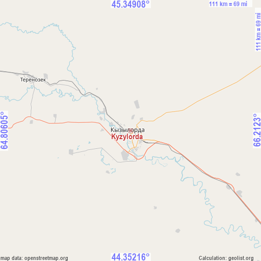 Kyzylorda on map