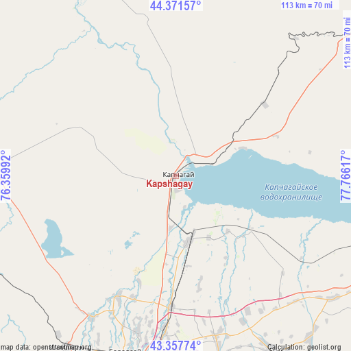 Kapshagay on map