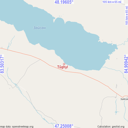 Tūghyl on map