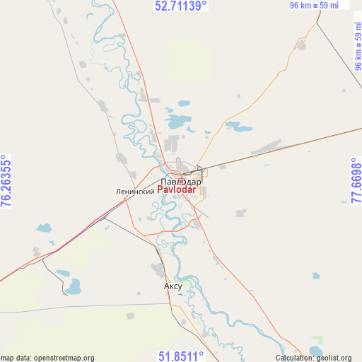 Pavlodar on map