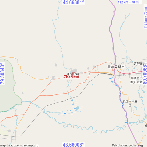 Zharkent on map