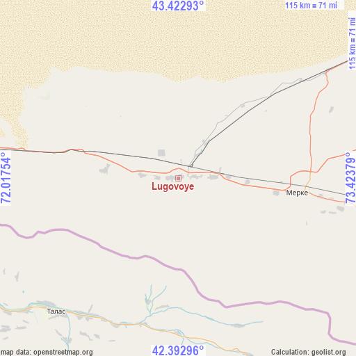 Lugovoye on map