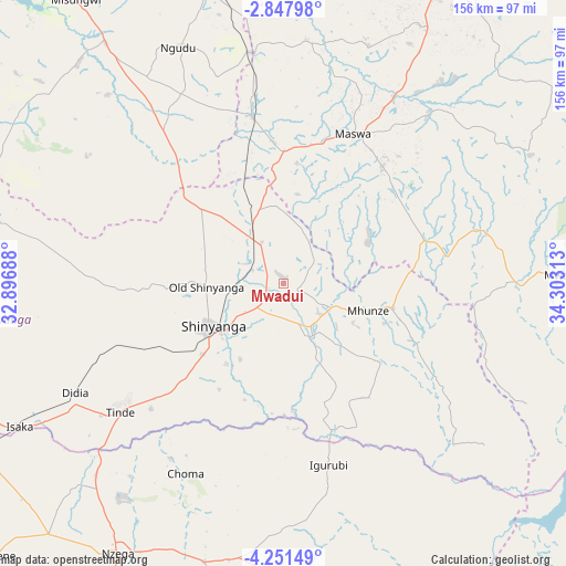 Mwadui on map