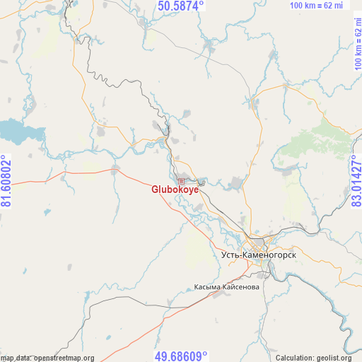 Glubokoye on map