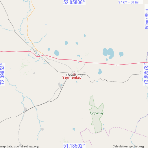 Yermentau on map