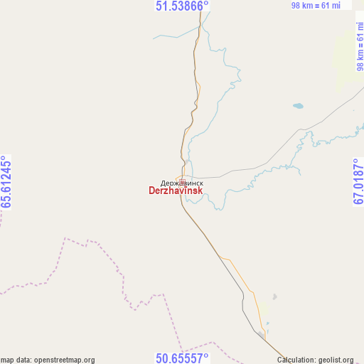 Derzhavīnsk on map