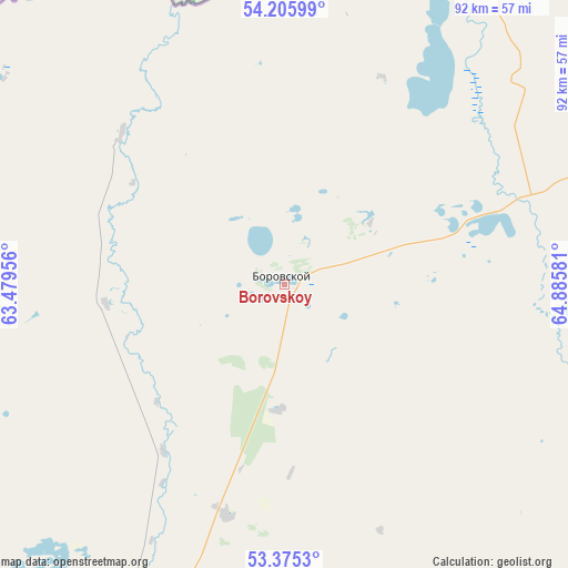 Borovskoy on map
