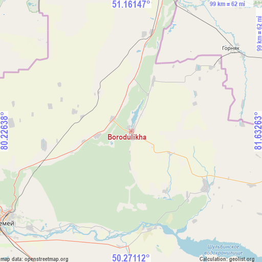 Borodulikha on map