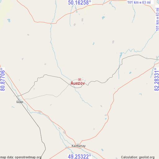 Auezov on map