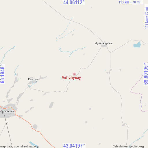 Ashchysay on map