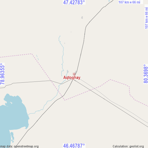Aqtoghay on map