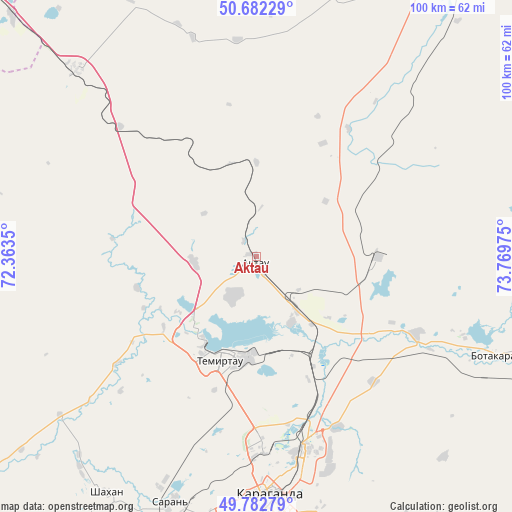 Aktau on map