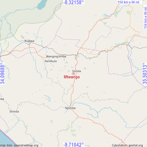 Mtwango on map