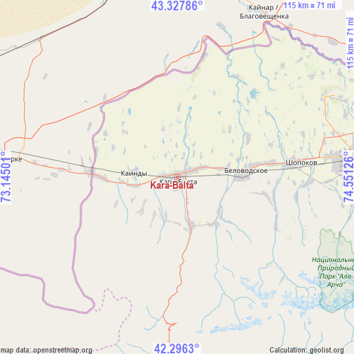 Kara-Balta on map