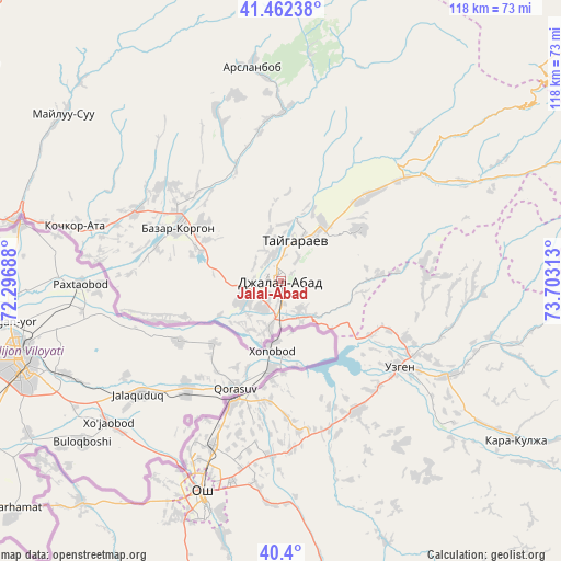 Jalal-Abad on map