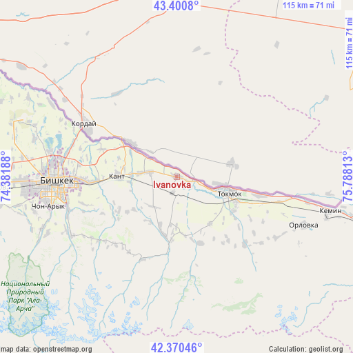 Ivanovka on map