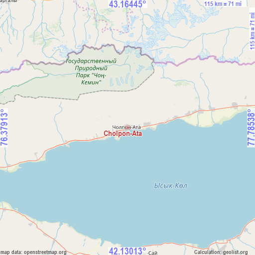 Cholpon-Ata on map