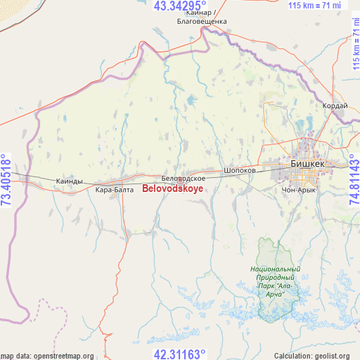 Belovodskoye on map