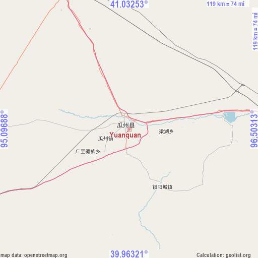 Yuanquan on map