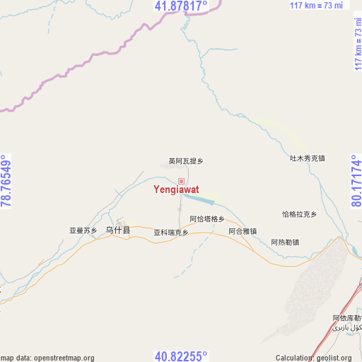 Yengiawat on map