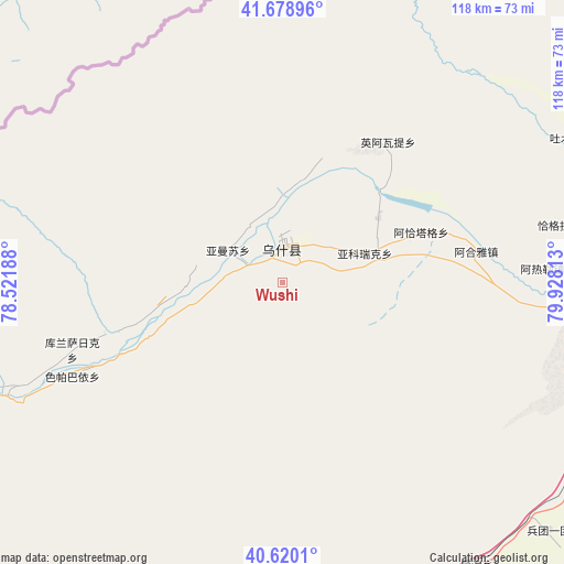 Wushi on map