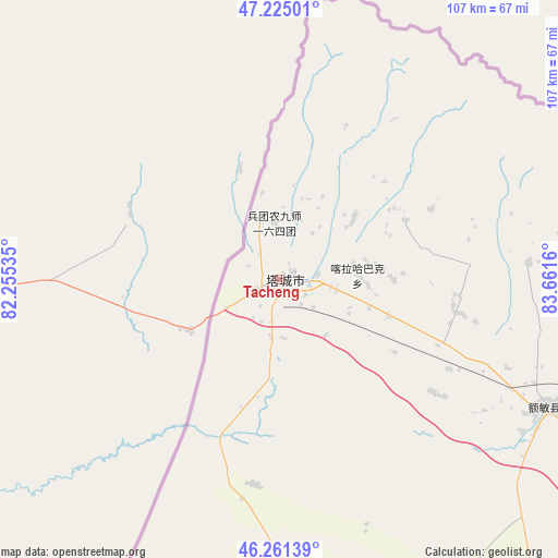 Tacheng on map