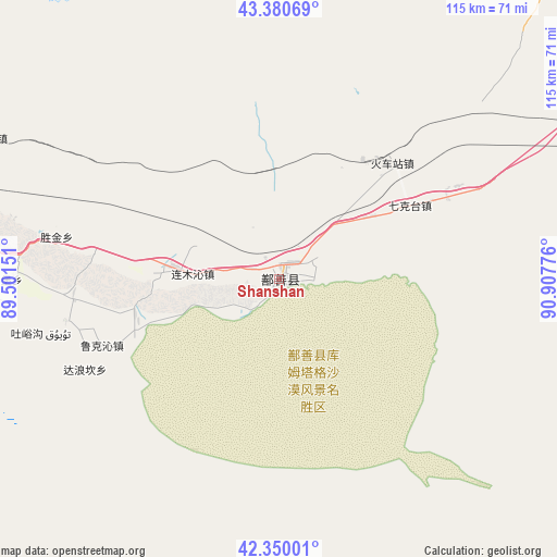 Shanshan on map