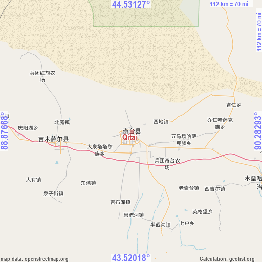 Qitai on map