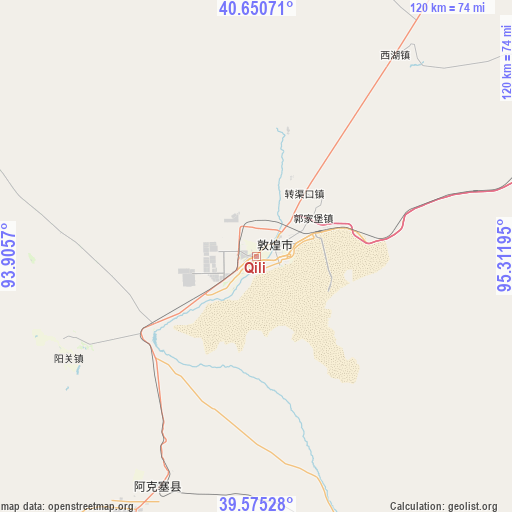 Qili on map