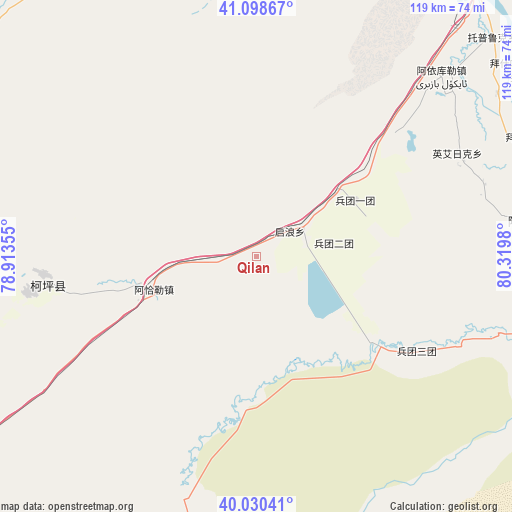 Qilan on map