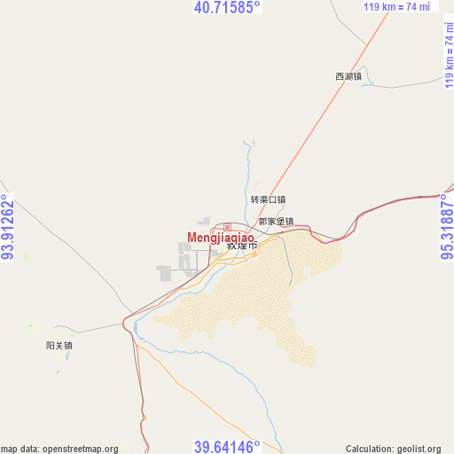 Mengjiaqiao on map