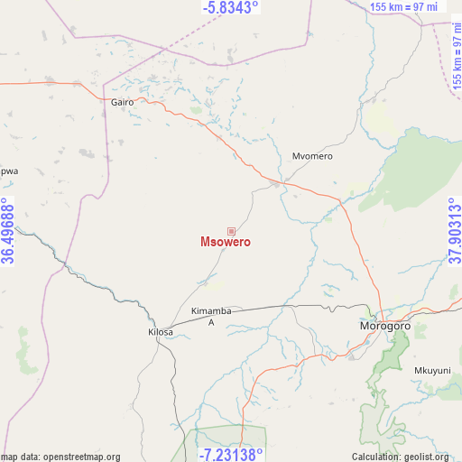 Msowero on map