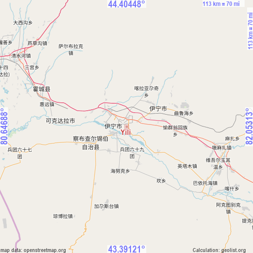 Yili on map