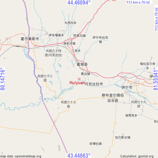 Huiyuan on map