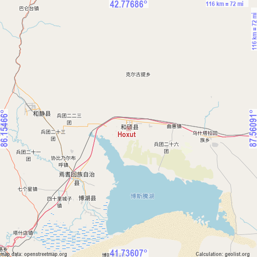 Hoxut on map