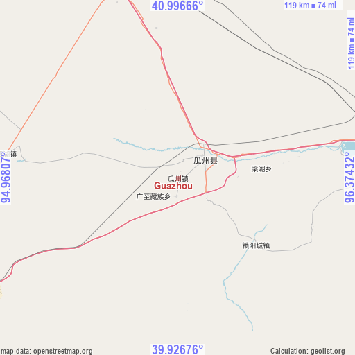 Guazhou on map