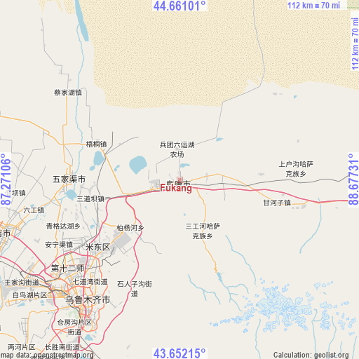 Fukang on map