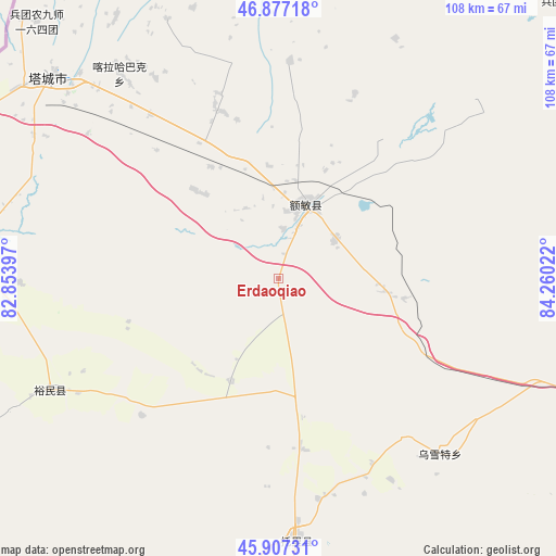 Erdaoqiao on map