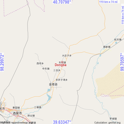 Dongba on map