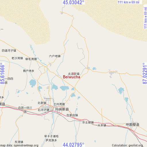 Beiwucha on map