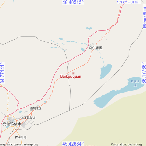 Baikouquan on map