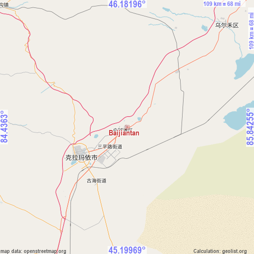 Baijiantan on map
