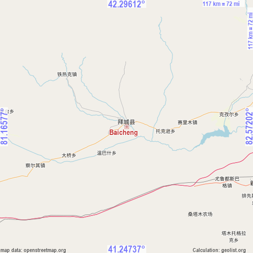 Baicheng on map