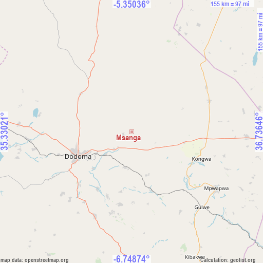 Msanga on map