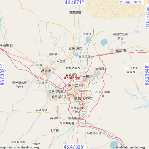 Anningqu on map