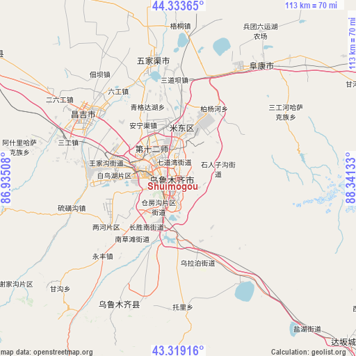 Shuimogou on map