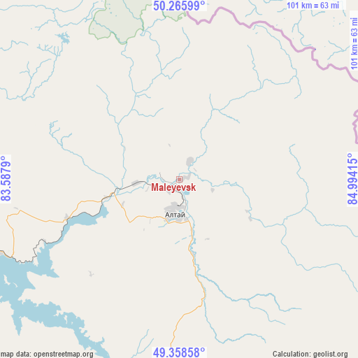 Maleyevsk on map