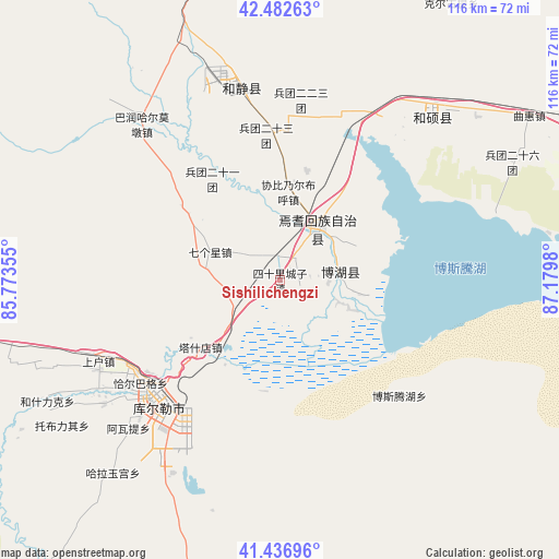 Sishilichengzi on map
