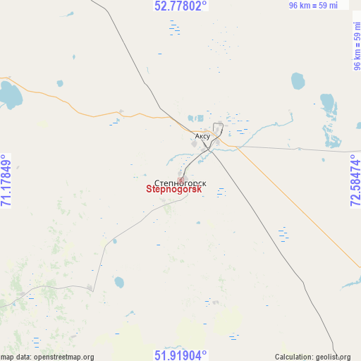 Stepnogorsk on map