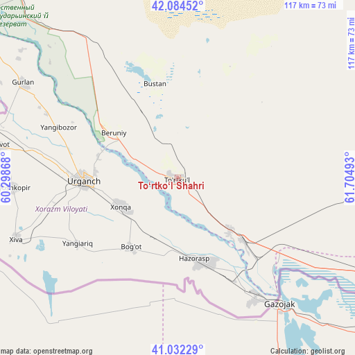 To‘rtko‘l Shahri on map